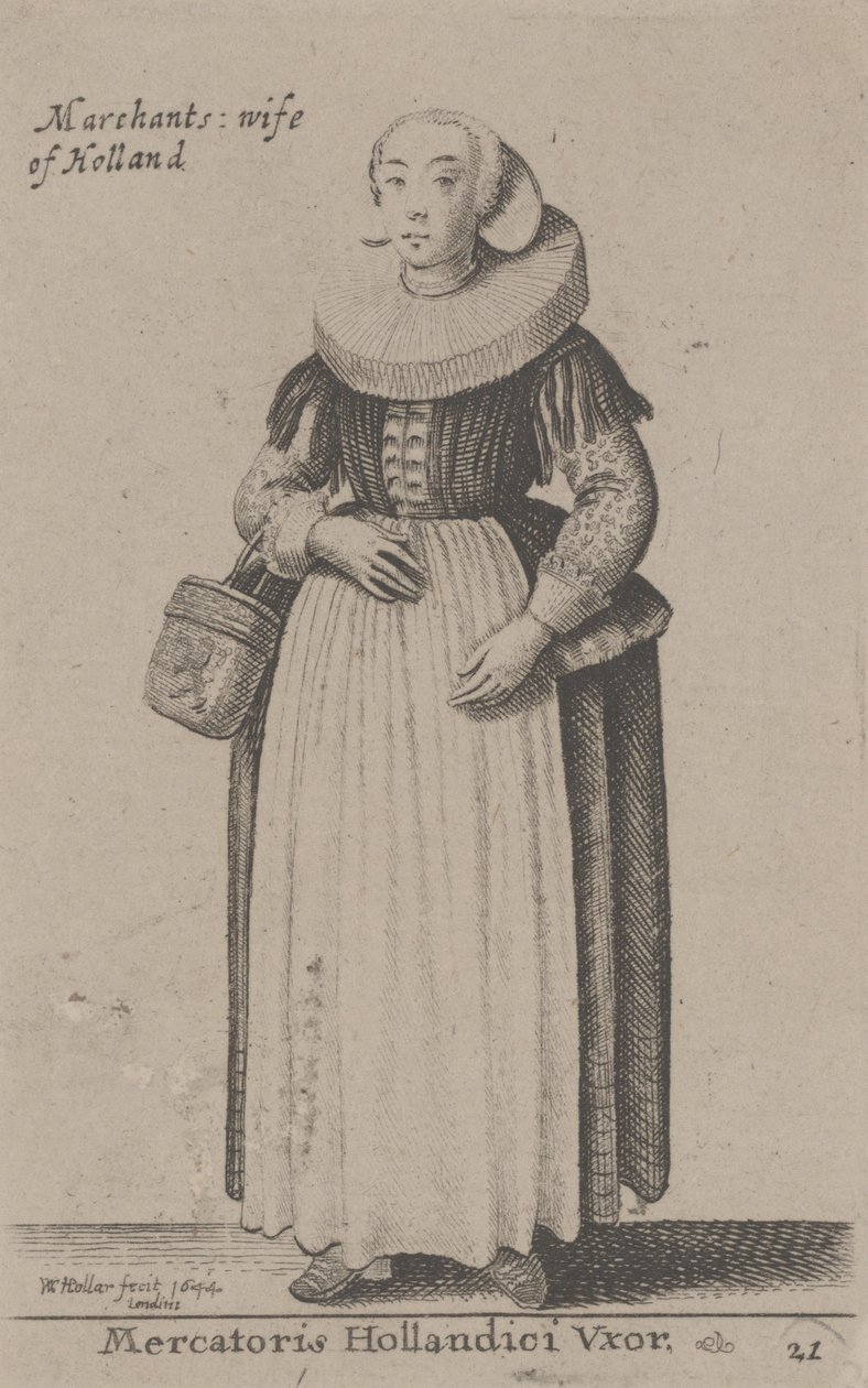 Marchants Wife of Holland (Wife of Dutch Merchant) av Wenceslaus Hollar