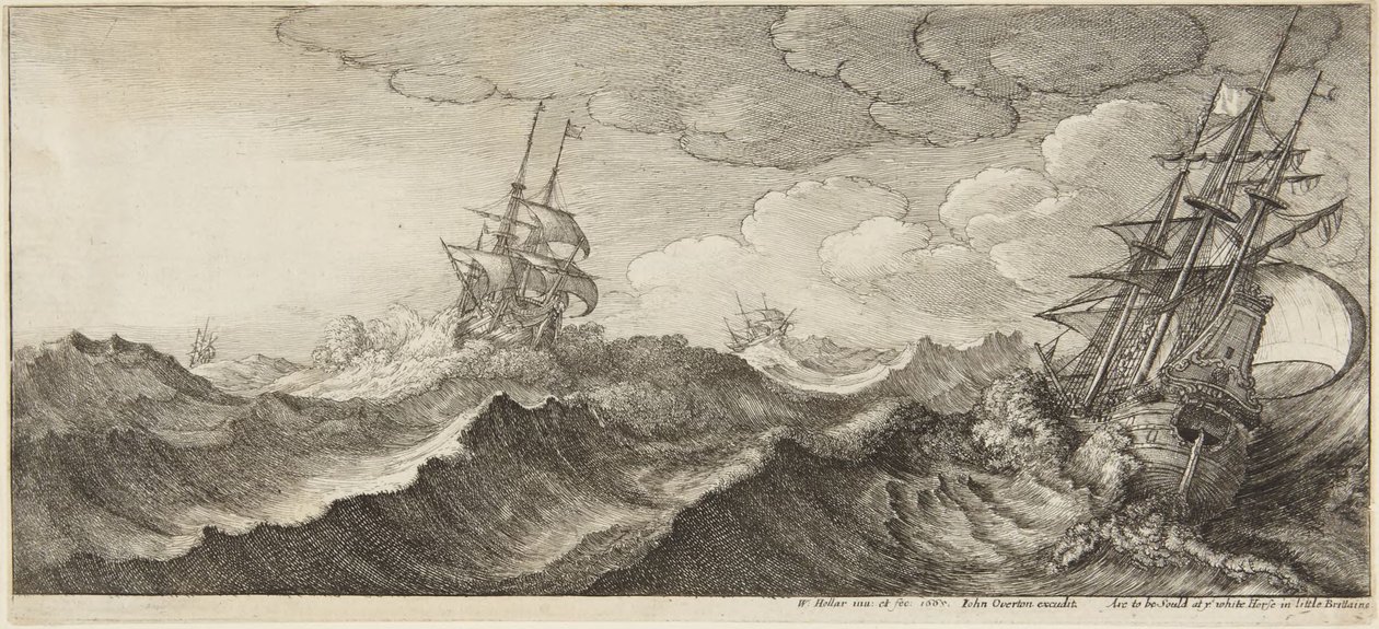 Marinemaleri i storm av Wenceslaus Hollar