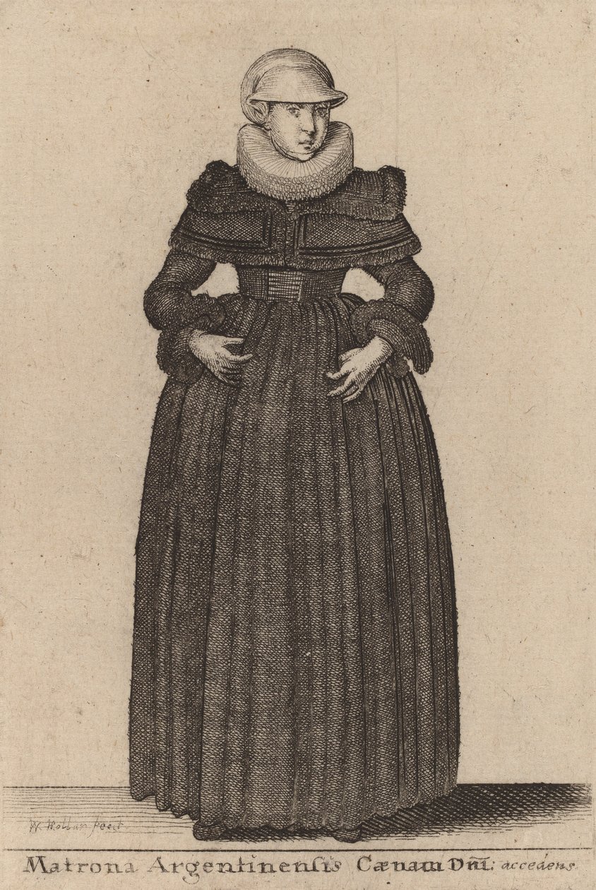 Dagens argentinske matrona nærmer seg fra nymfene. av Wenceslaus Hollar