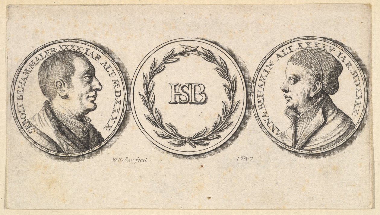 Medaljonger med portretter av Sebald Beham og Anna Beham, 1647. av Wenceslaus Hollar