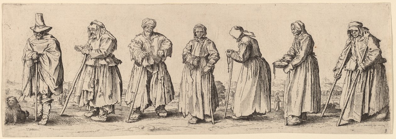 Menn og kvinnelige tiggere. av Wenceslaus Hollar