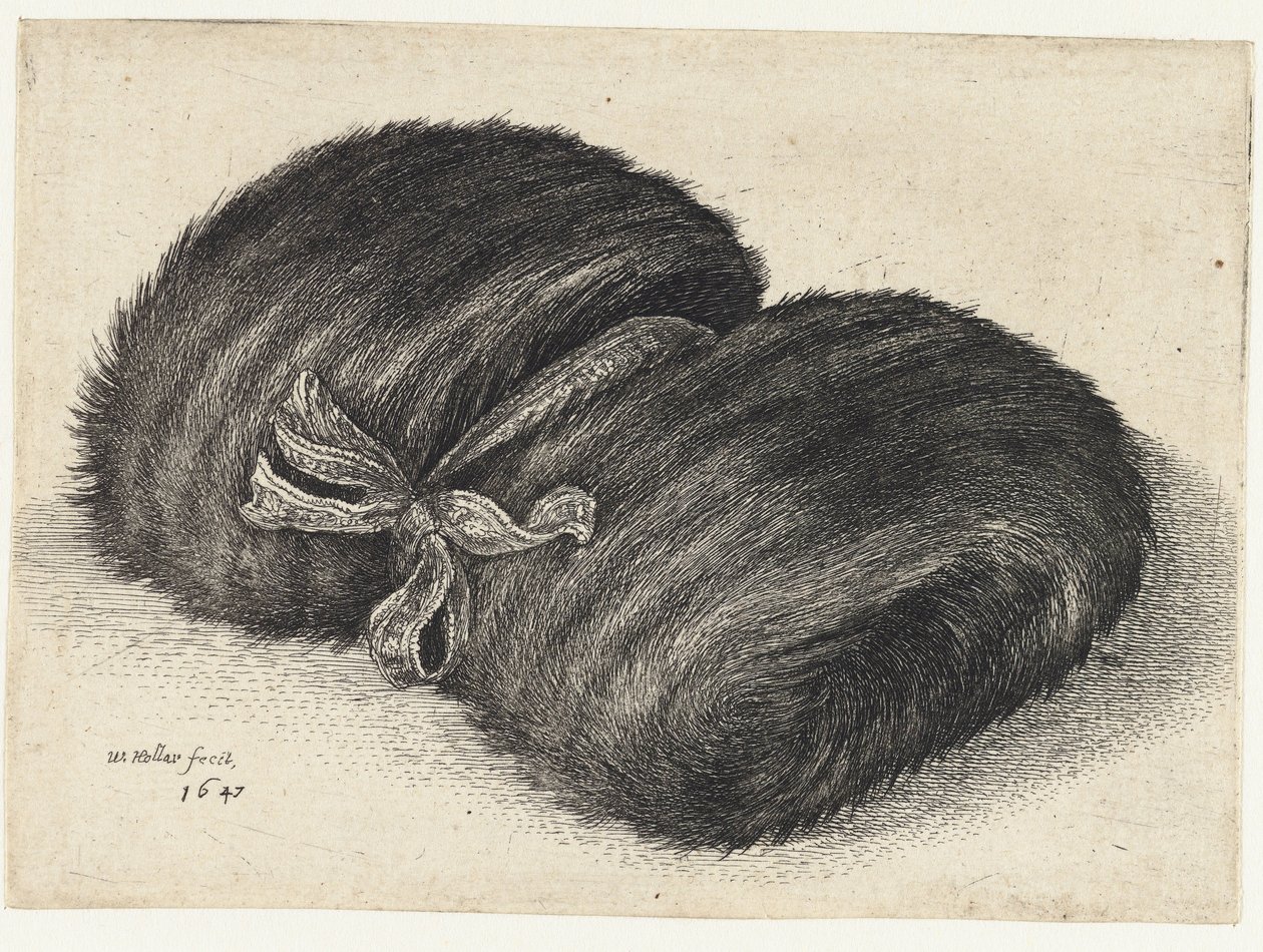 Pelsmuff dekorert med et bånd Muffs (serietittel) av Wenceslaus Hollar