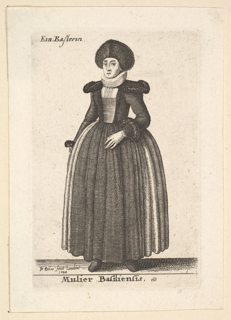Kvinne fra Basel av Wenceslaus Hollar
