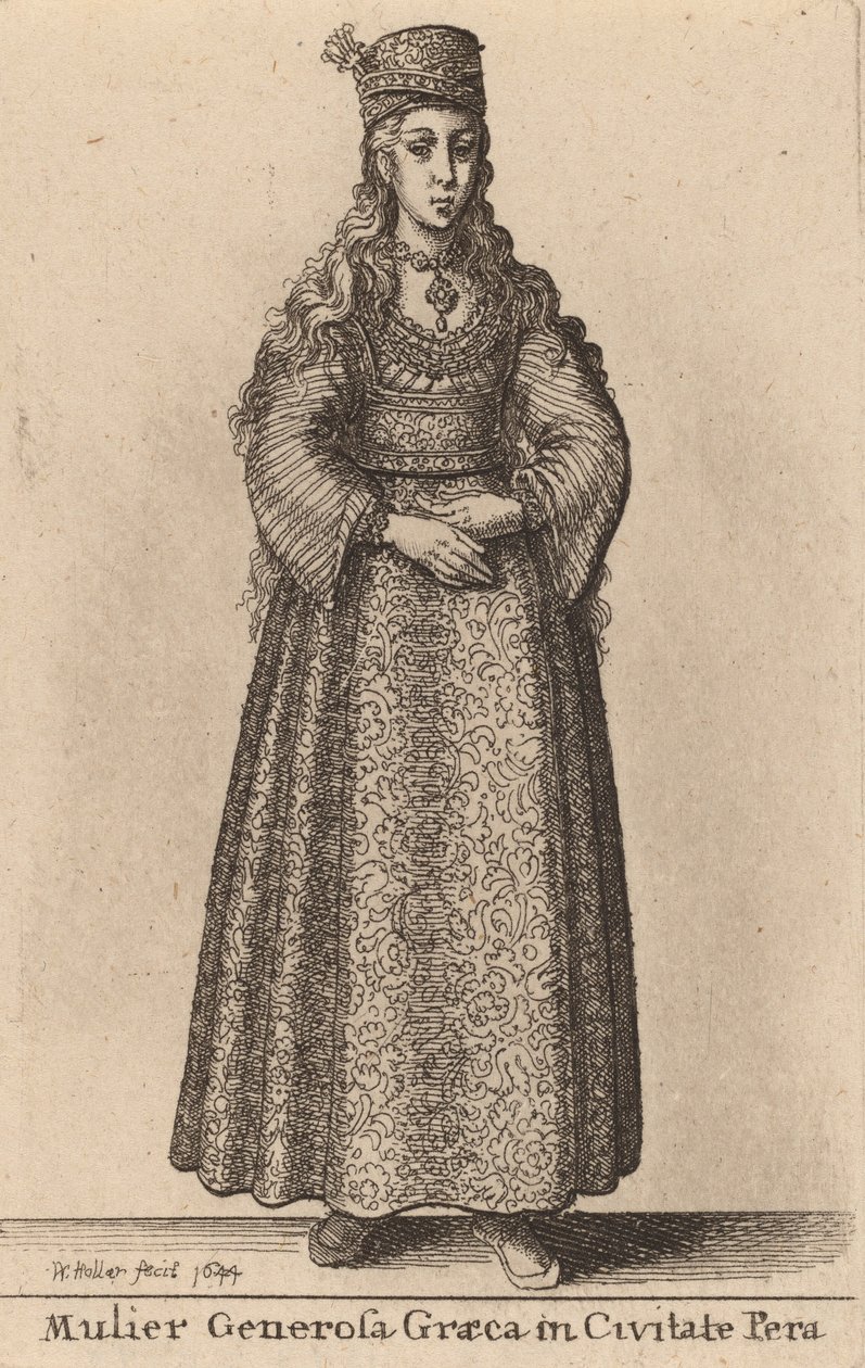 En sjenerøs gresk kvinne i byen Pera, 1644. av Wenceslaus Hollar