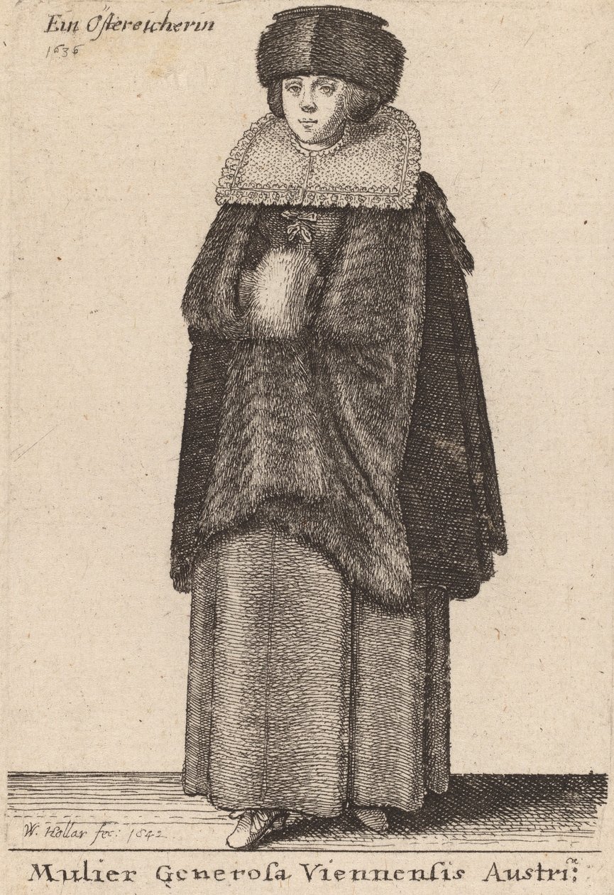 Den sjenerøse kvinnen i Sør-Wien, 1642. av Wenceslaus Hollar