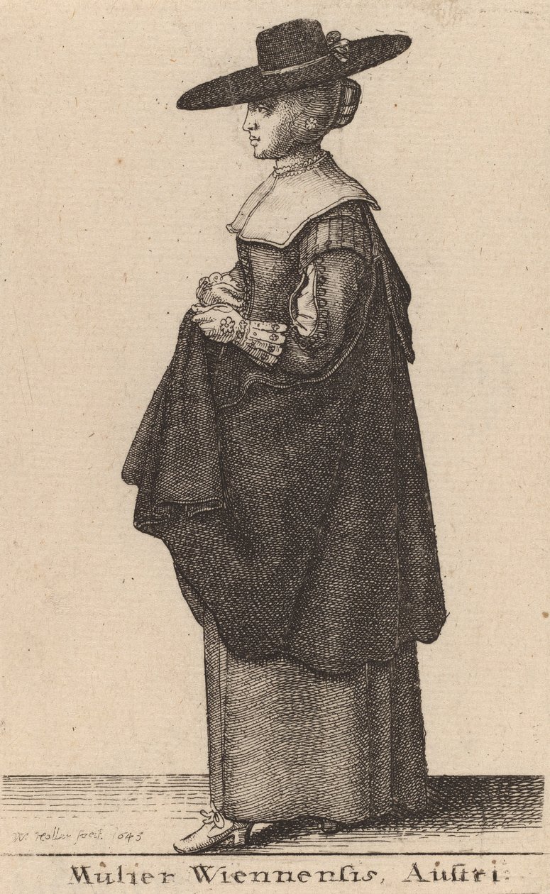Kvinnen i Wien, Østerrike, 1643. av Wenceslaus Hollar