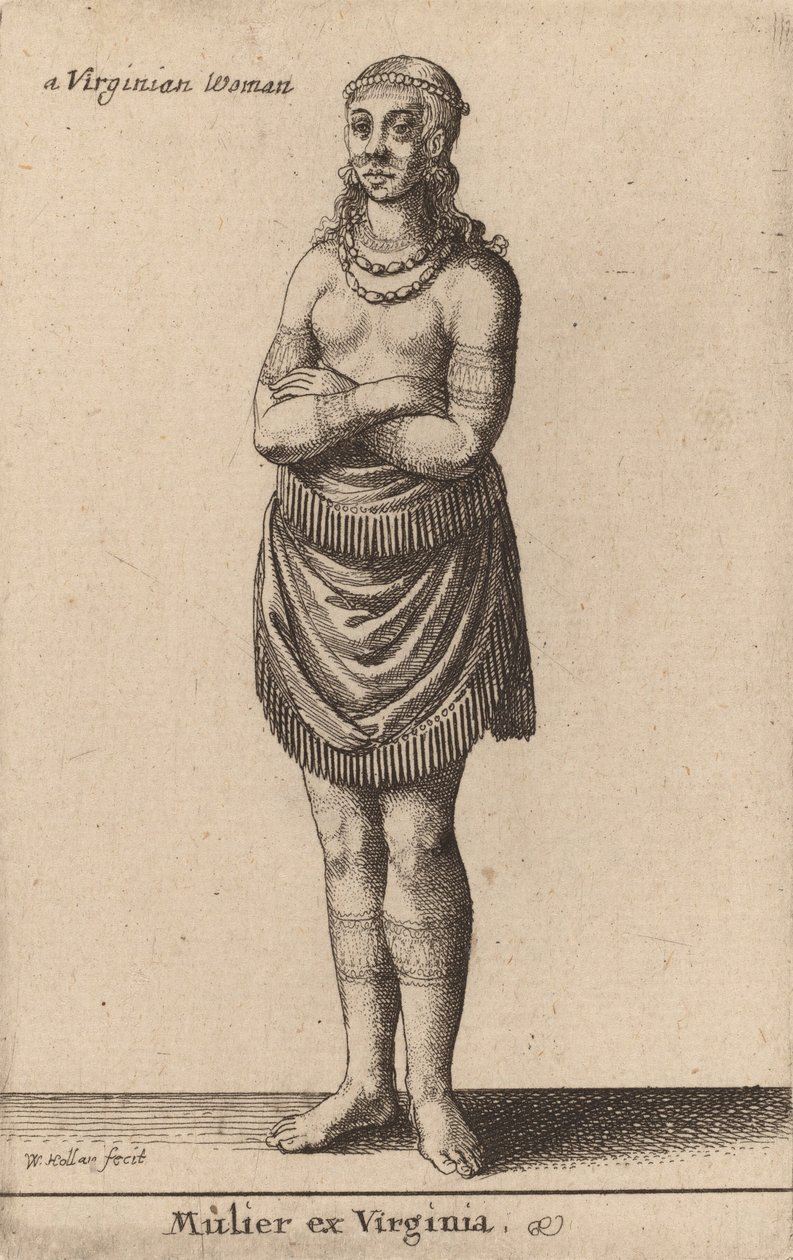 En kvinne fra Virginia. av Wenceslaus Hollar