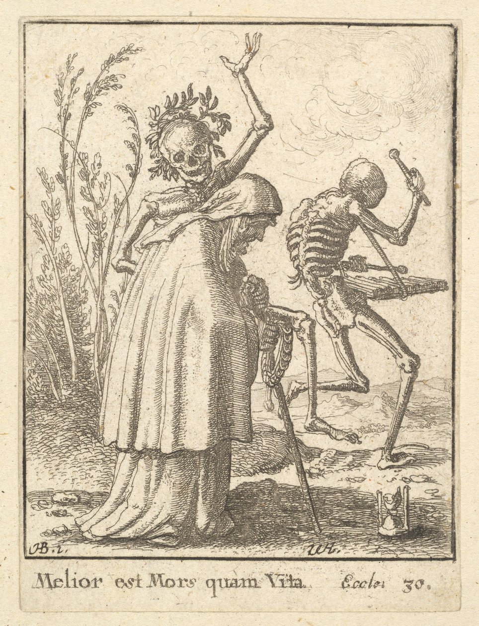 Gammel kvinne, fra Dødedansen, 1651. av Wenceslaus Hollar