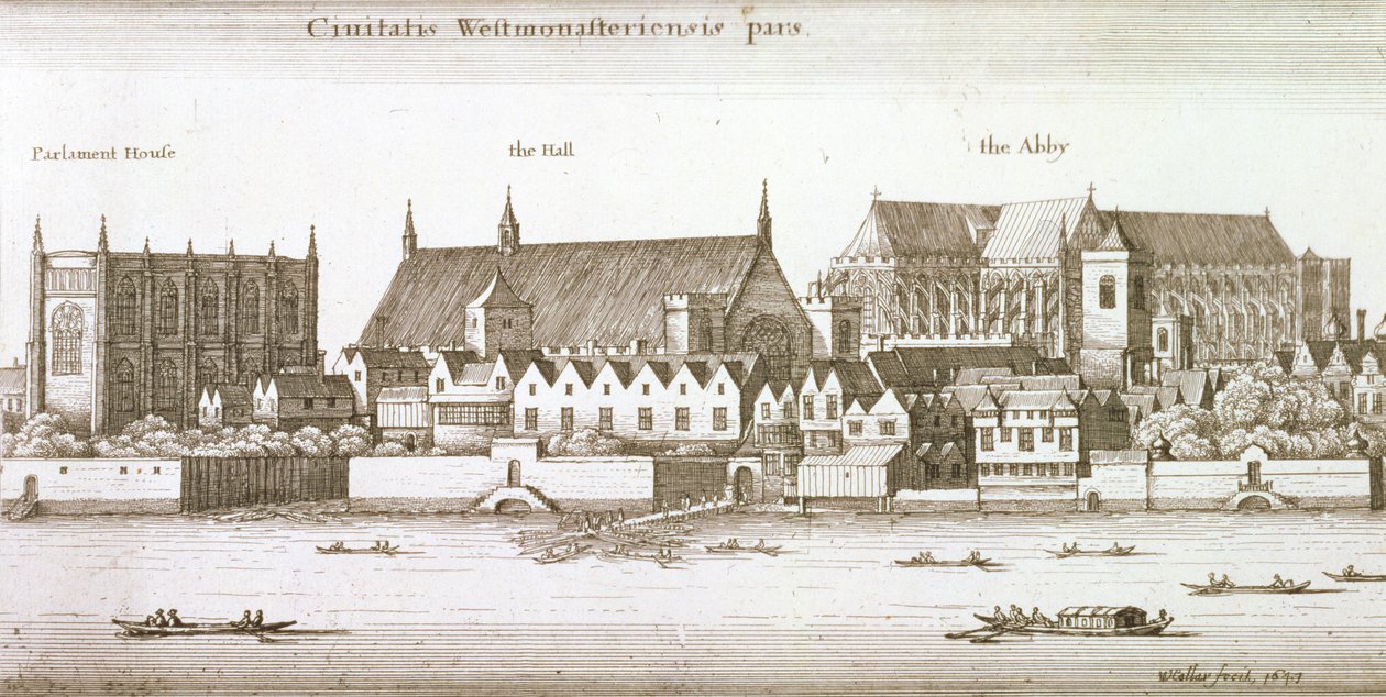 En del av byen Westminster, 1647 av Wenceslaus Hollar