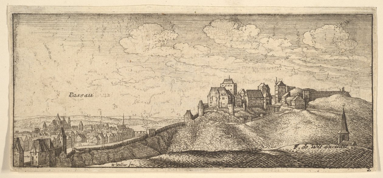 Passau, fra «Tyske utsikter» av Wenceslaus Hollar