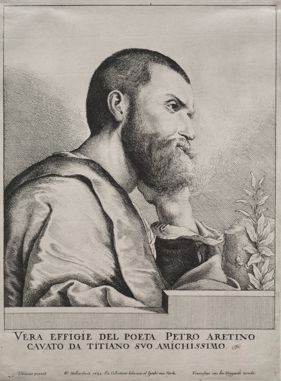 Portrett av Pietro Aretino av Wenceslaus Hollar