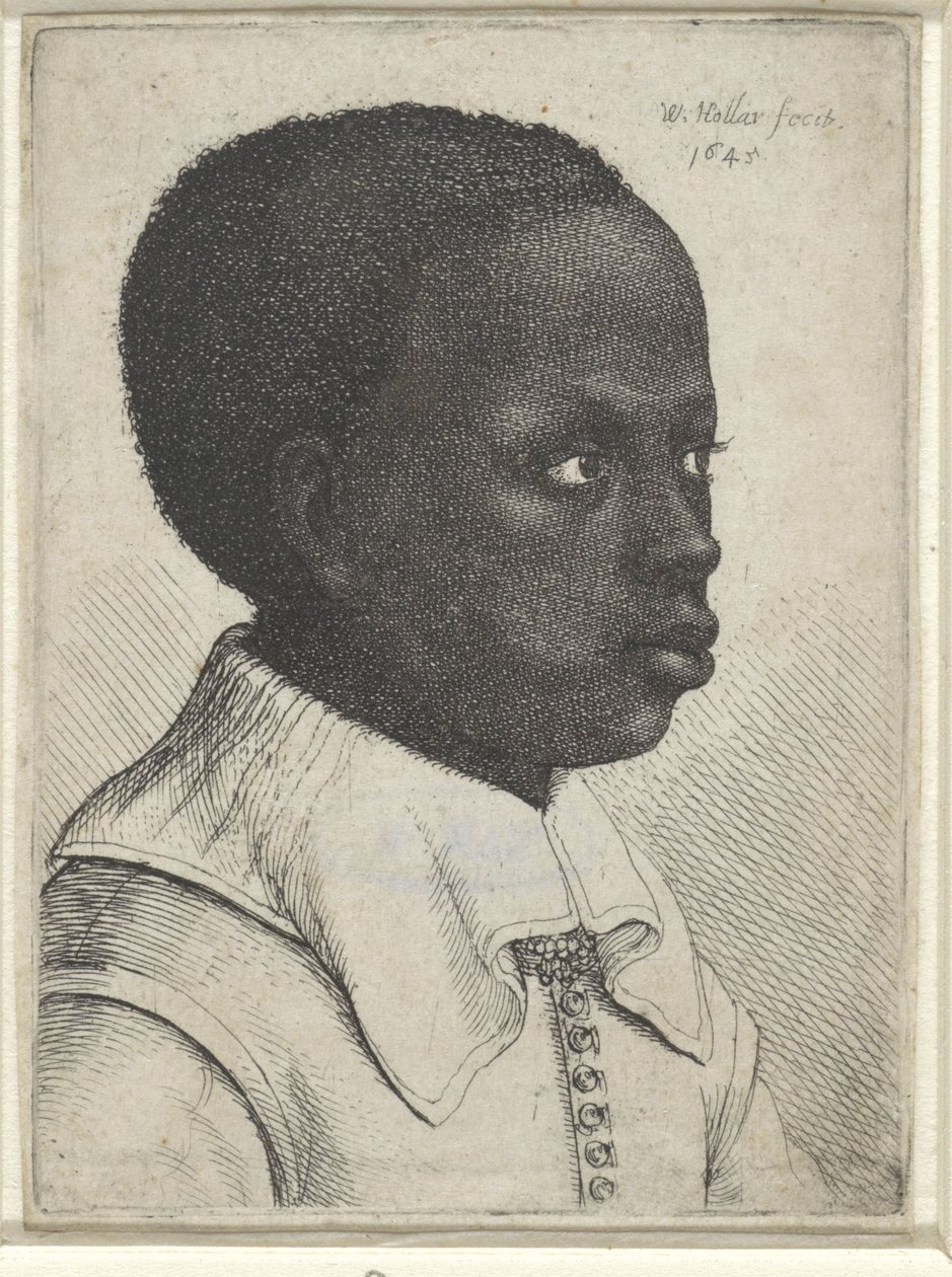 Portrett av en svart gutt, 1645 av Wenceslaus Hollar