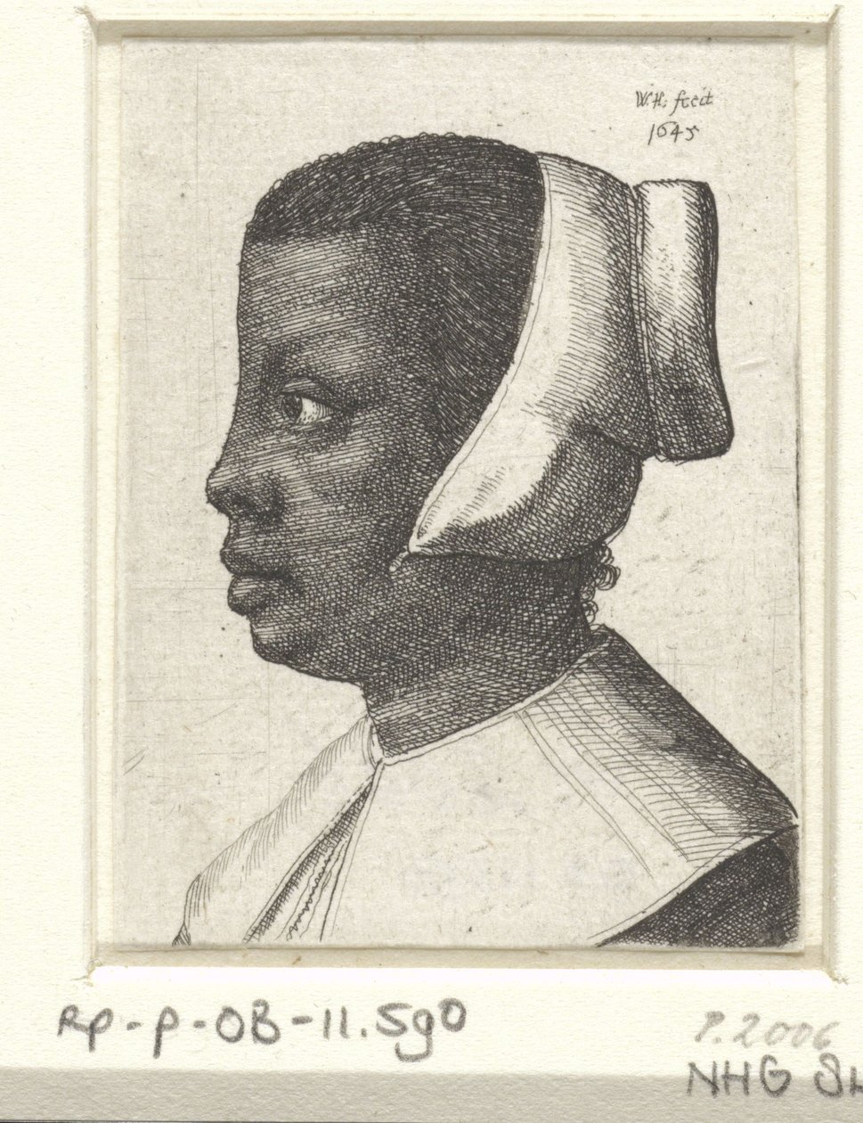 Portrait of a young black woman av Wenceslaus Hollar