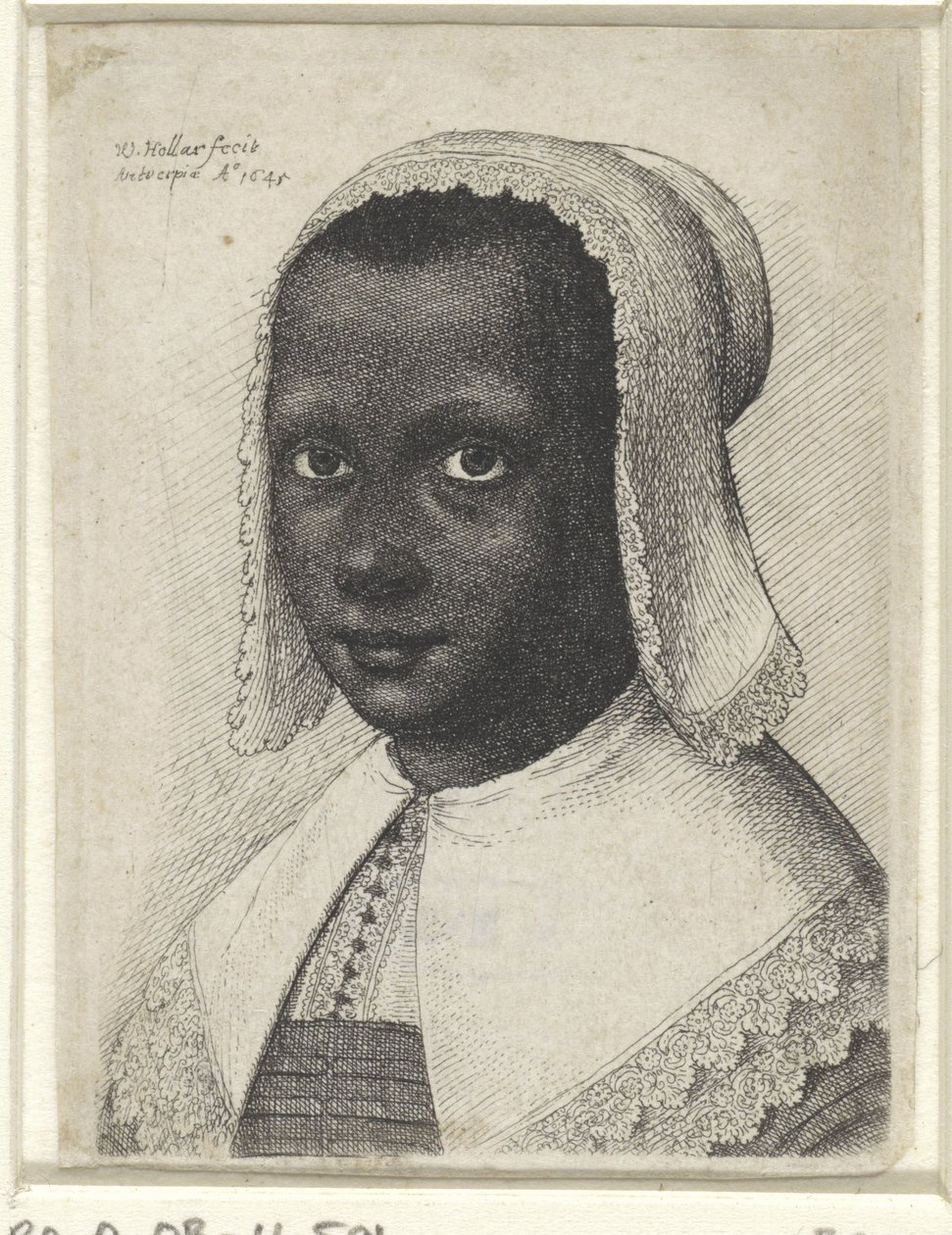 Portrett av en ung svart kvinne, 1645 av Wenceslaus Hollar