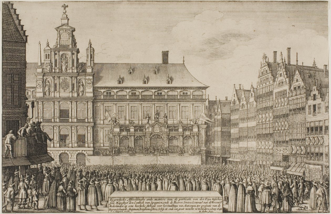 Proklamasjon av Münster-traktaten av Wenceslaus Hollar