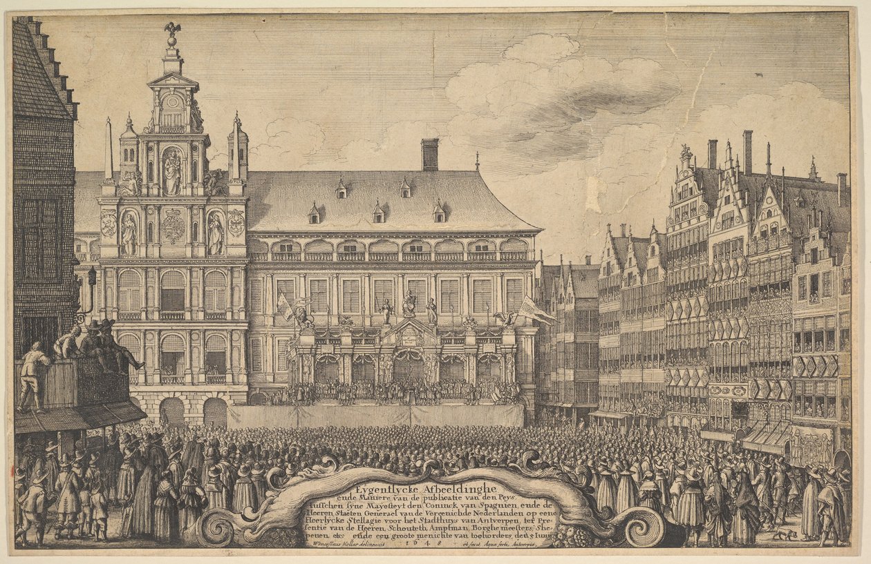 Proklamasjon av Munster-traktaten, 1648. av Wenceslaus Hollar