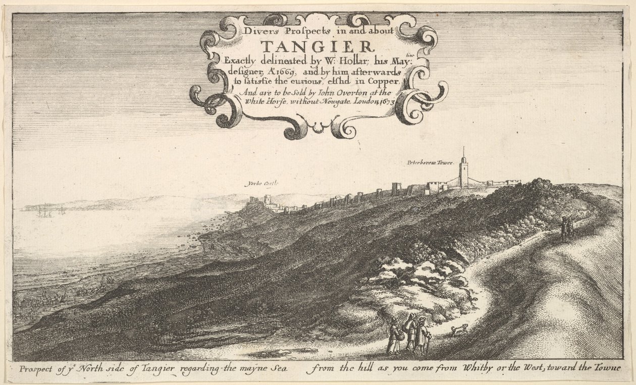 Utsikt til dere nordsiden av Tangier angående Maynehavet fra bakken når dere kommer ..., innen 1673. av Wenceslaus Hollar