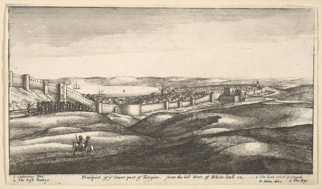 Prospekt av dere nedre del av Tanger, fra bakken vest for White-hall, 1669-73. av Wenceslaus Hollar