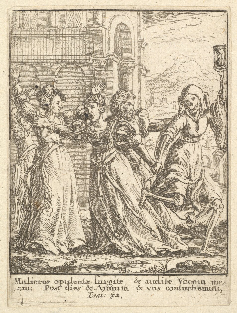 Dronning, fra Dødedansen, 1651. av Wenceslaus Hollar