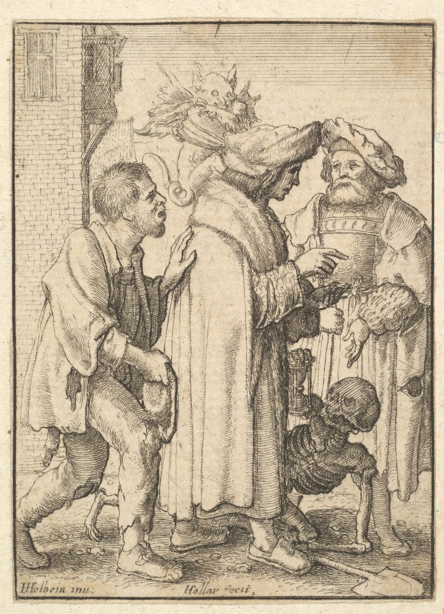 Rik mann, fra dødsdansen, 1651. av Wenceslaus Hollar