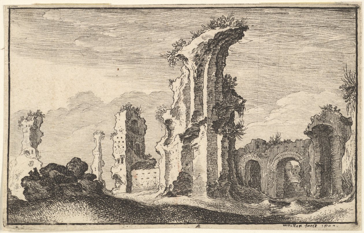 Ruinene av St Croix de Jerusalem, 1600-tallet. av Wenceslaus Hollar