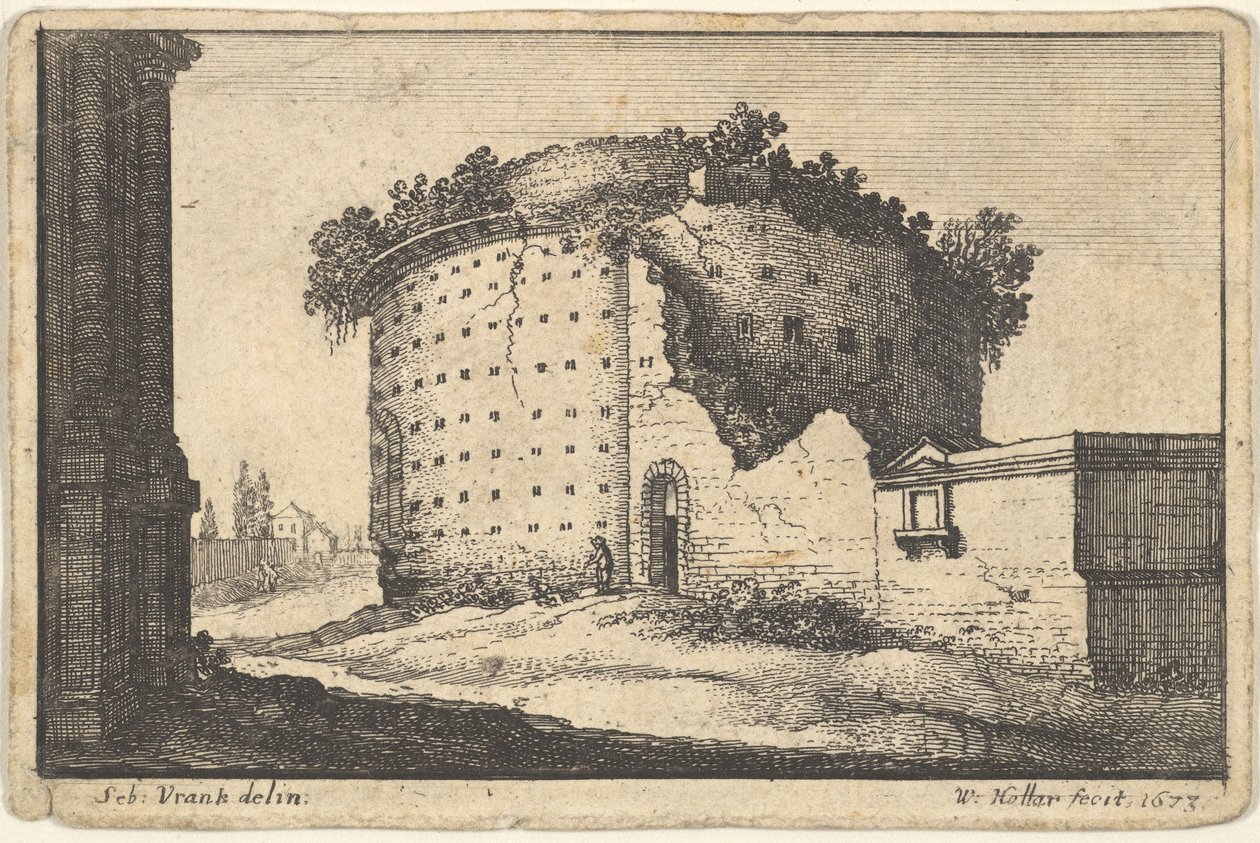 Ruinene av en rund bygning, 1673. av Wenceslaus Hollar