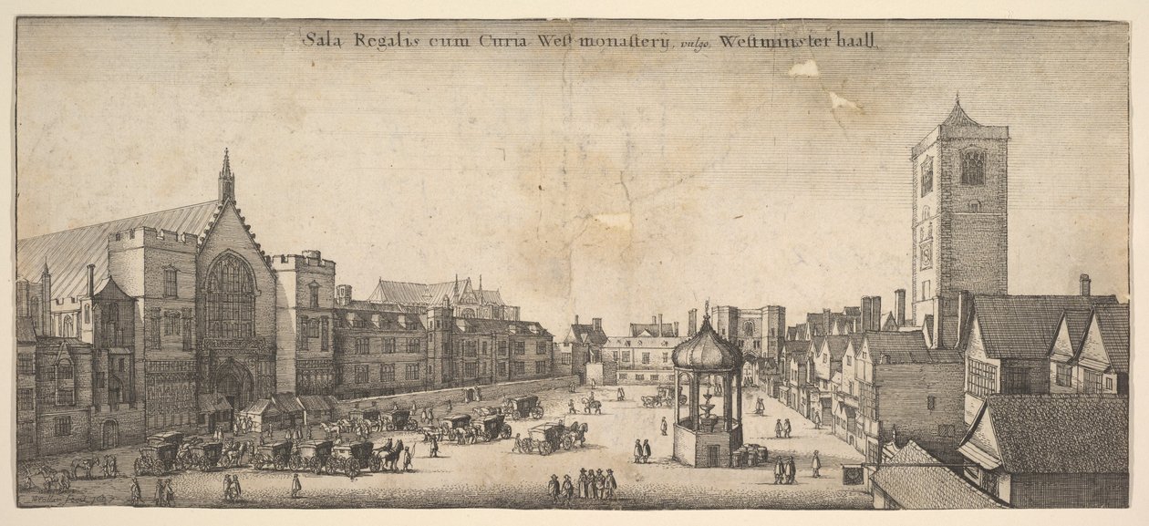 The Royal Sale at Westminster Hall, ofte kjent som Westminster haal Westminster Hall, 1647 av Wenceslaus Hollar
