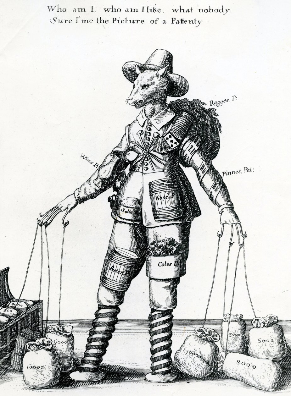 Satirisk trykk, 1641-1650 av Wenceslaus Hollar