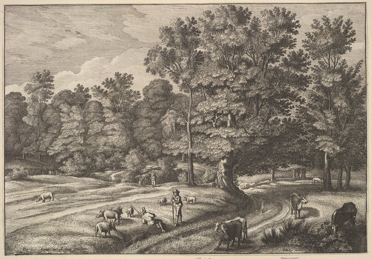 Hyrder i en skog, 1648-50. av Wenceslaus Hollar