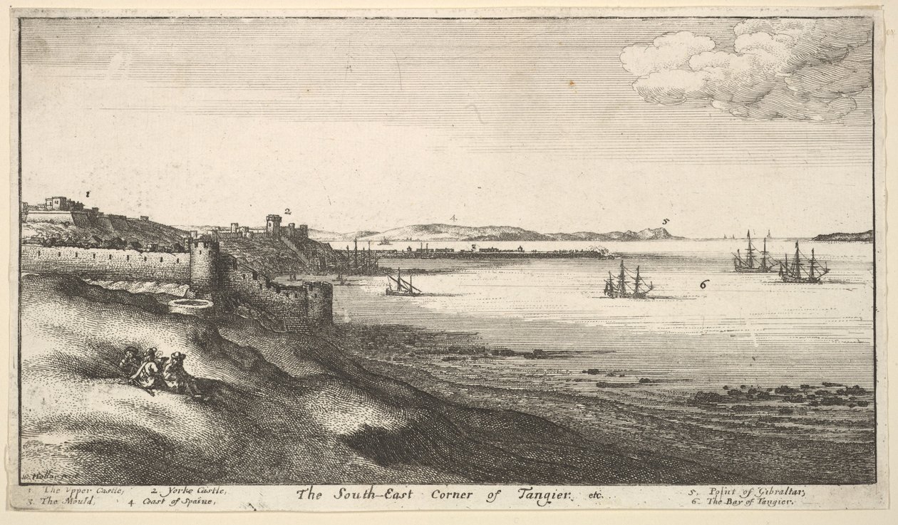 Sørøst-hjørnet av Tanger, 1669-73. av Wenceslaus Hollar