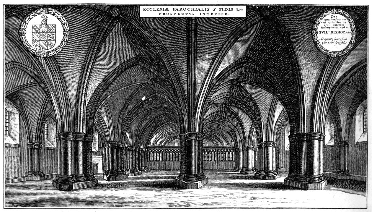 St Faiths Church i krypten til den gamle St Pauls Cathedral, London, 1657 1892. av Wenceslaus Hollar