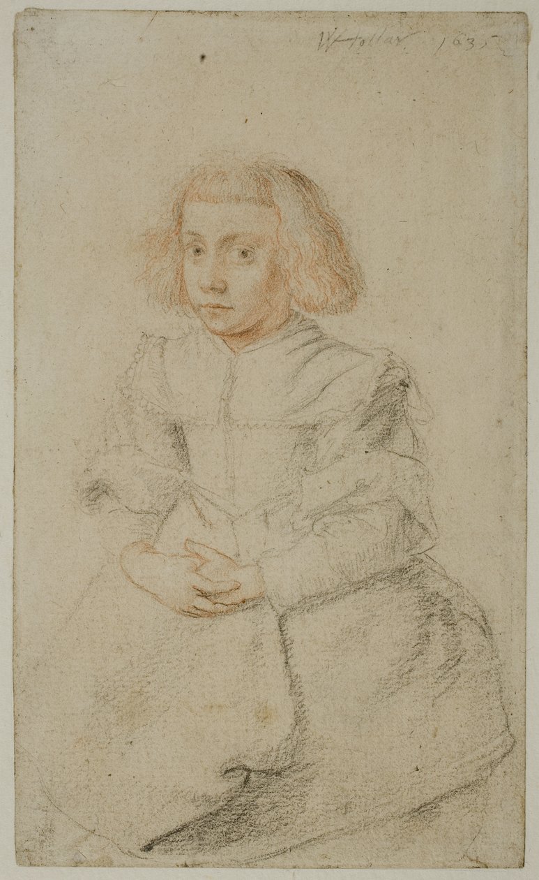Studie av en sittende jente, 1635 av Wenceslaus Hollar
