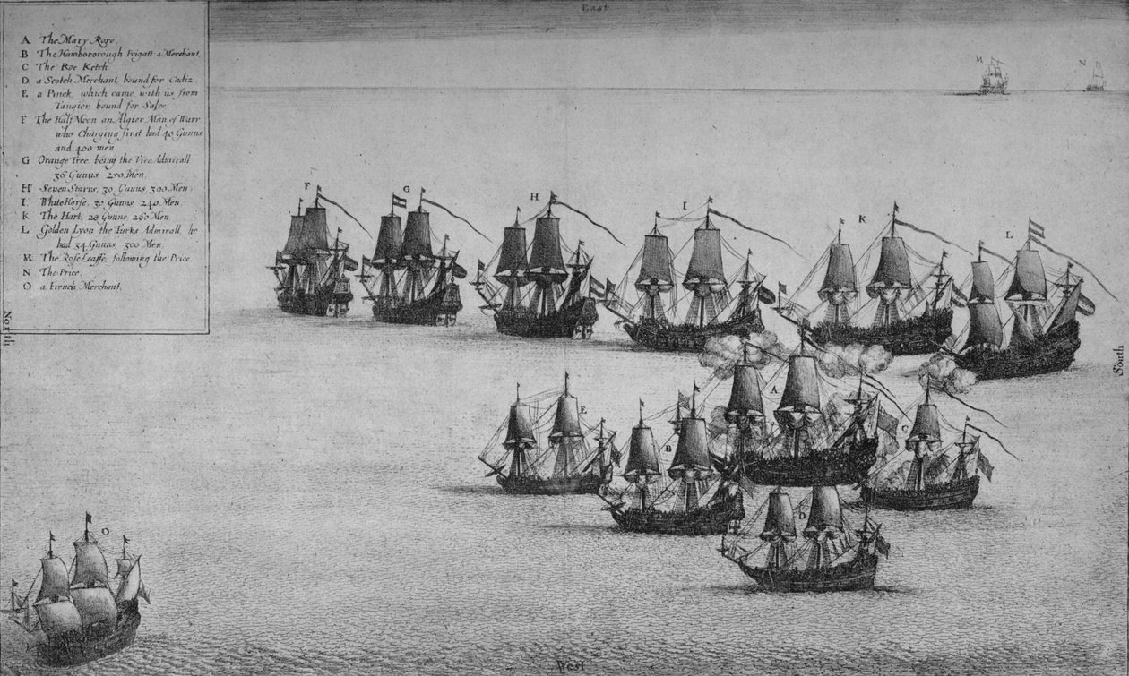 The Fight of the Mary Rose, 1669 av Wenceslaus Hollar