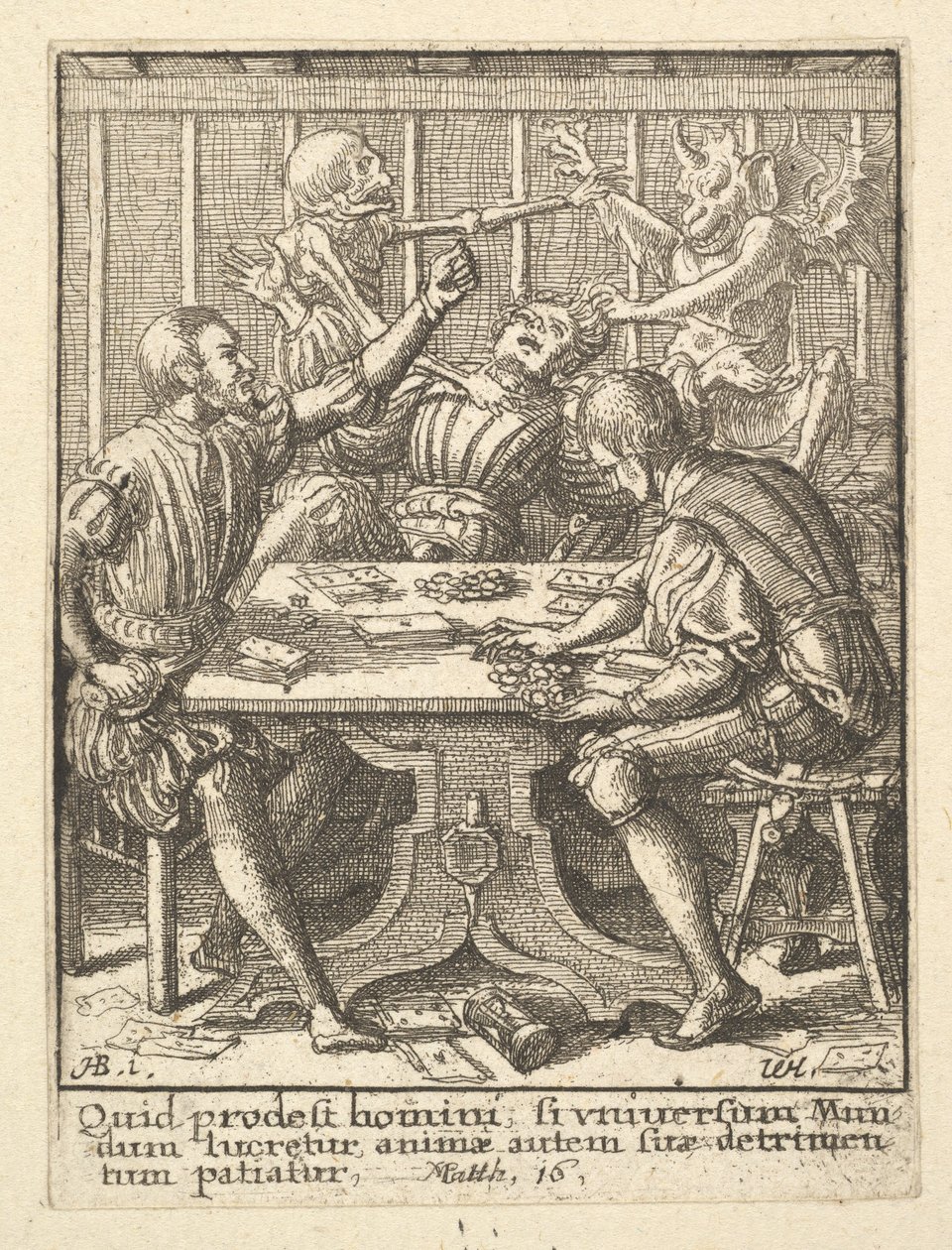 The Gamesters, fra dødsdansen, 1651. av Wenceslaus Hollar