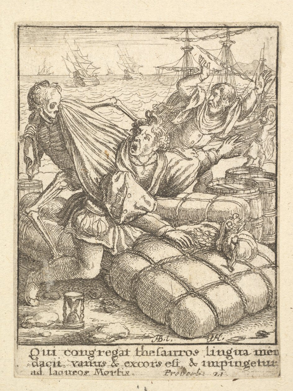 Kjøpmannen, fra dødsdansen, 1651. av Wenceslaus Hollar