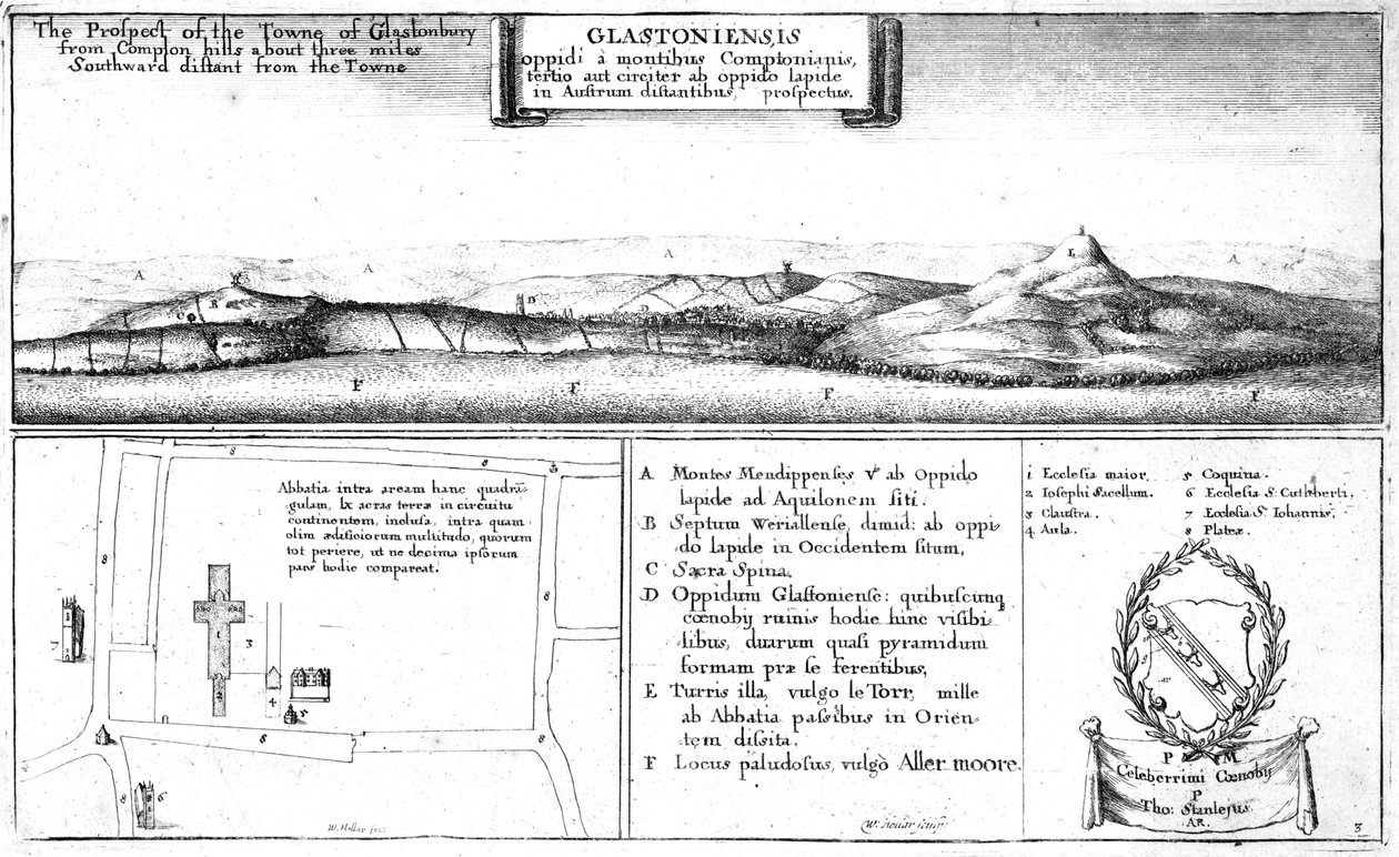 The Prospect of the Towne of Glastonbury, slutten av 1600-tallet av Wenceslaus Hollar