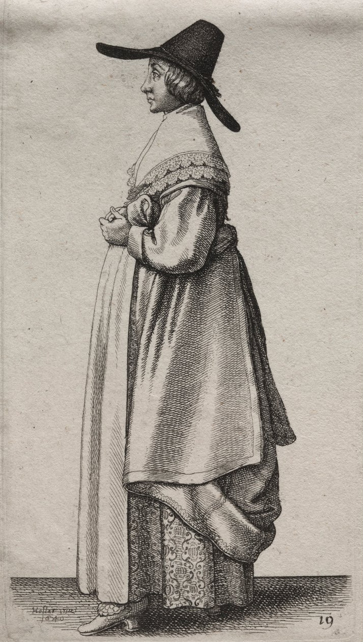 Engelske kvinners flere vaner, fra adelen til landskvinnene..., 1640. av Wenceslaus Hollar