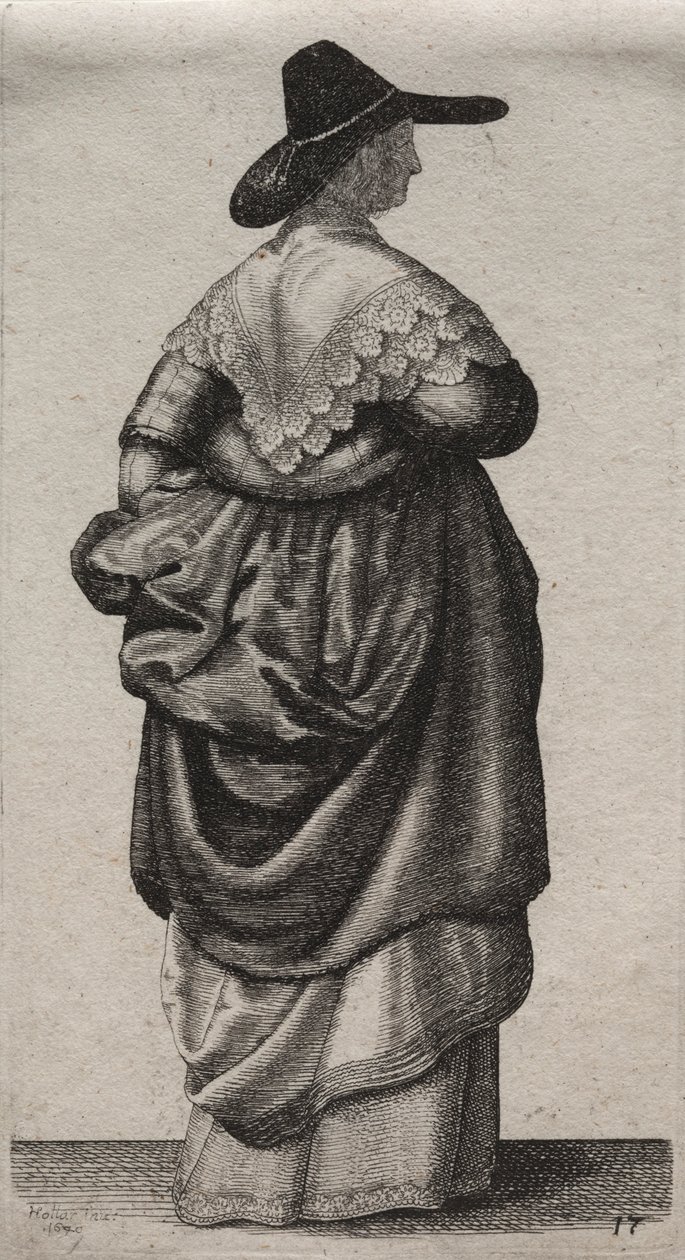 Engelske kvinners flere vaner, fra adelen til landskvinnene..., 1640. av Wenceslaus Hollar