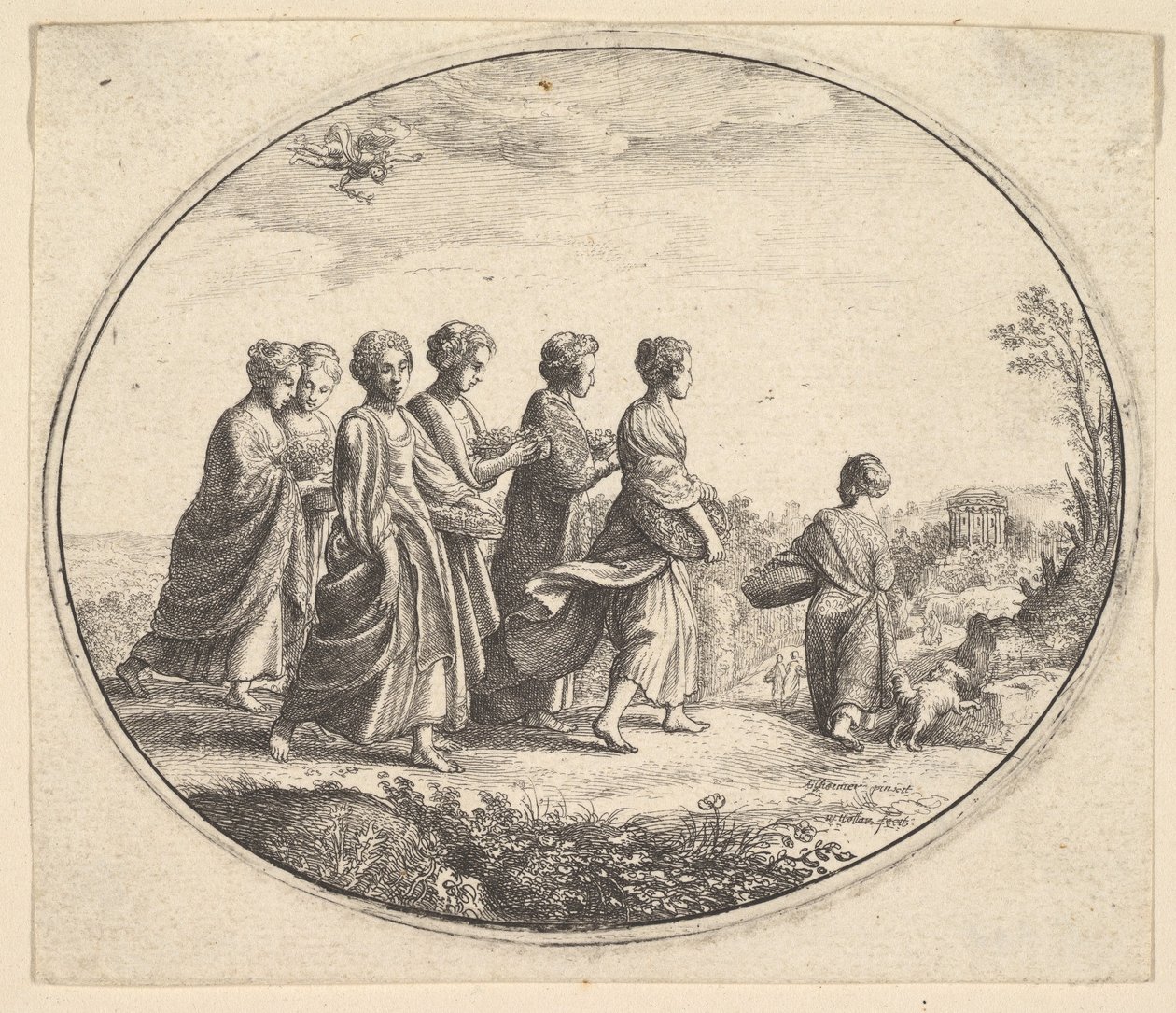 Døtrene til Aglaura Mercury og Herse, ca. 1646. av Wenceslaus Hollar
