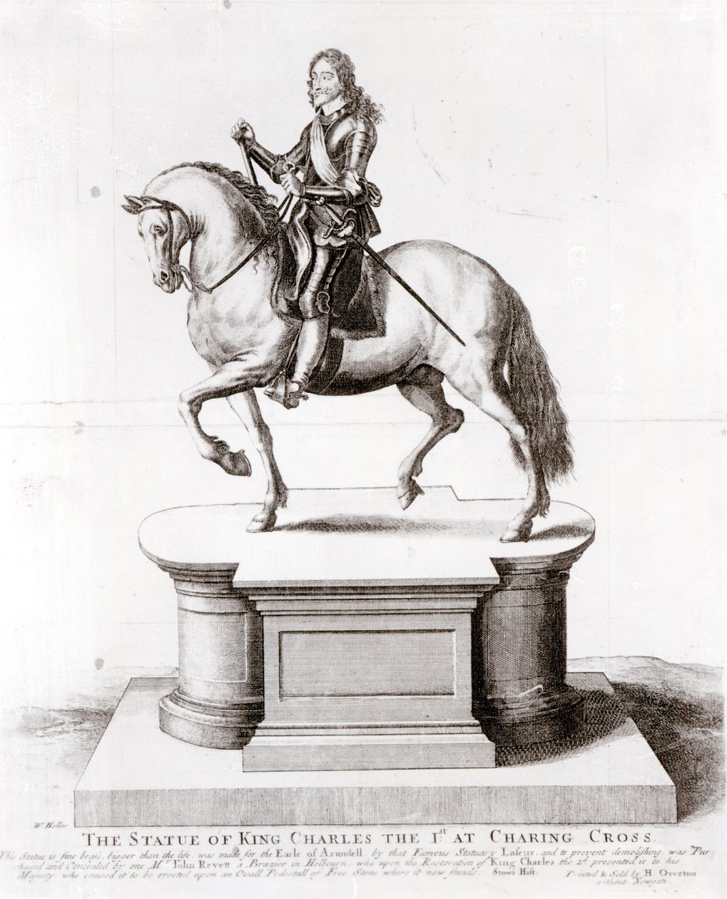 Statuen av kong Charles den 1. ved Charing Cross av Wenceslaus Hollar