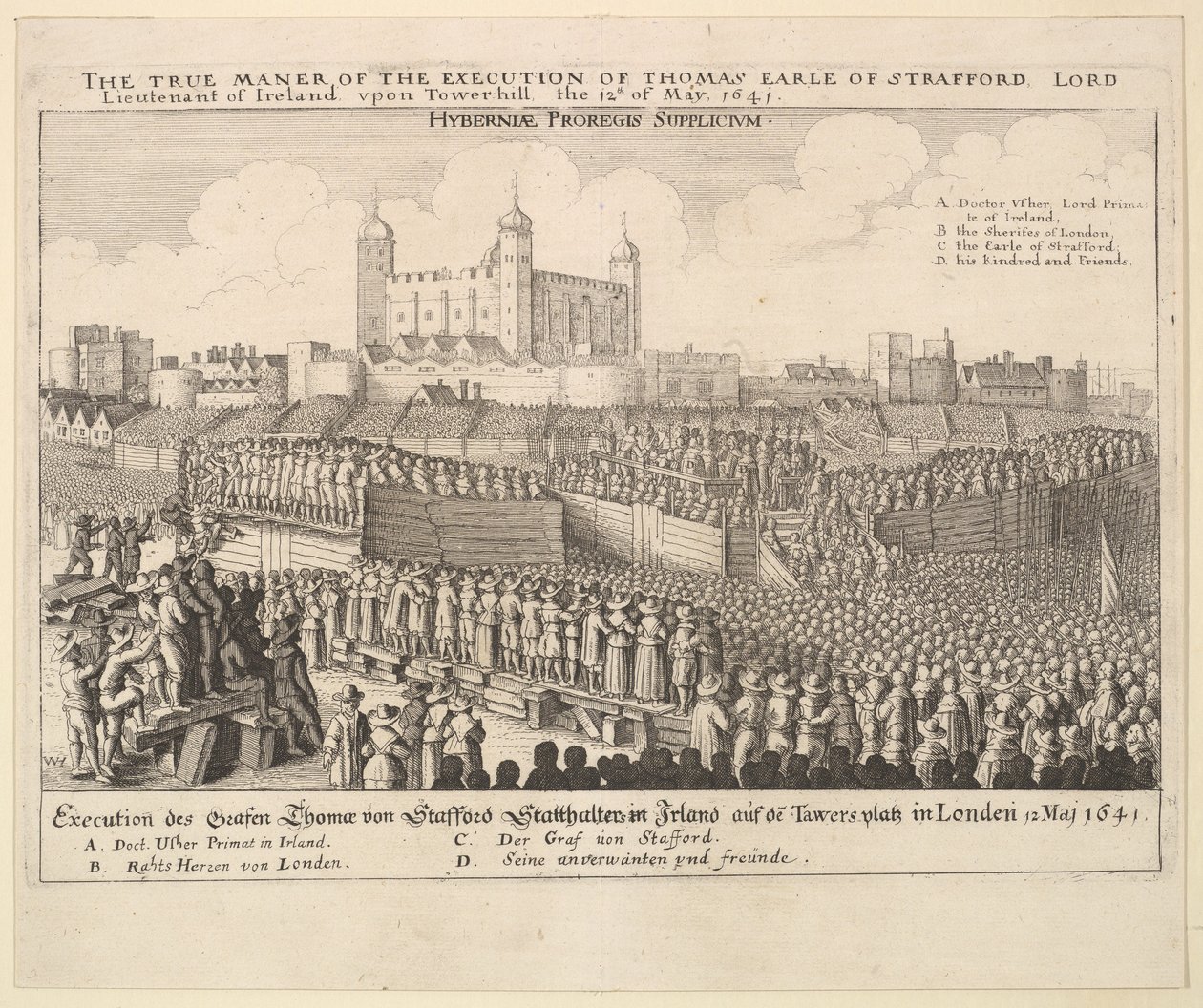 Den sanne måten [måten] på henrettelsen av Thomas Earle av Strafford, 1641. av Wenceslaus Hollar