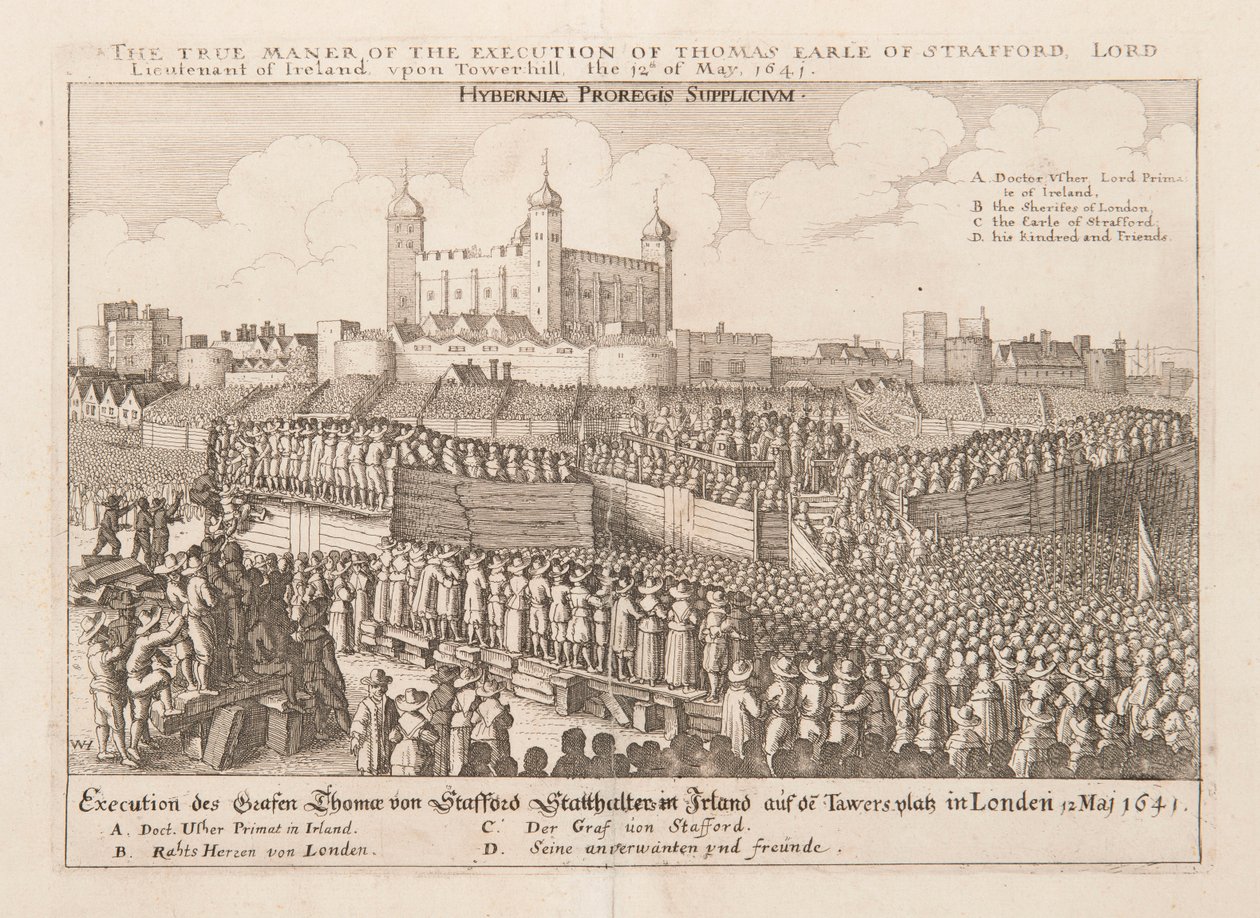 Den sanne måten å henrette Thomas Earle av Strafford, Lord Lieutenant of Ireland..., ca 1642 av Wenceslaus Hollar