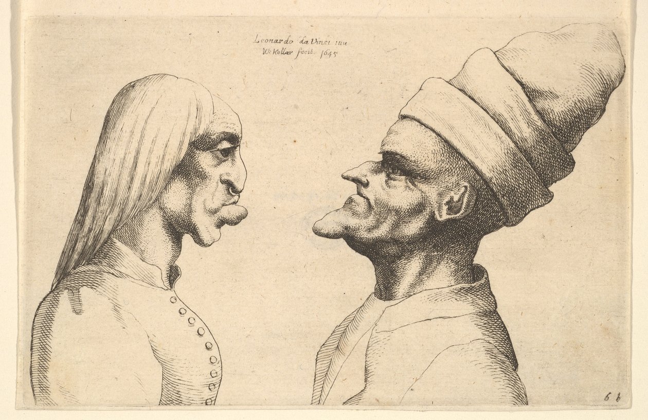To deformerte hoder vendt mot hverandre, 1645. av Wenceslaus Hollar