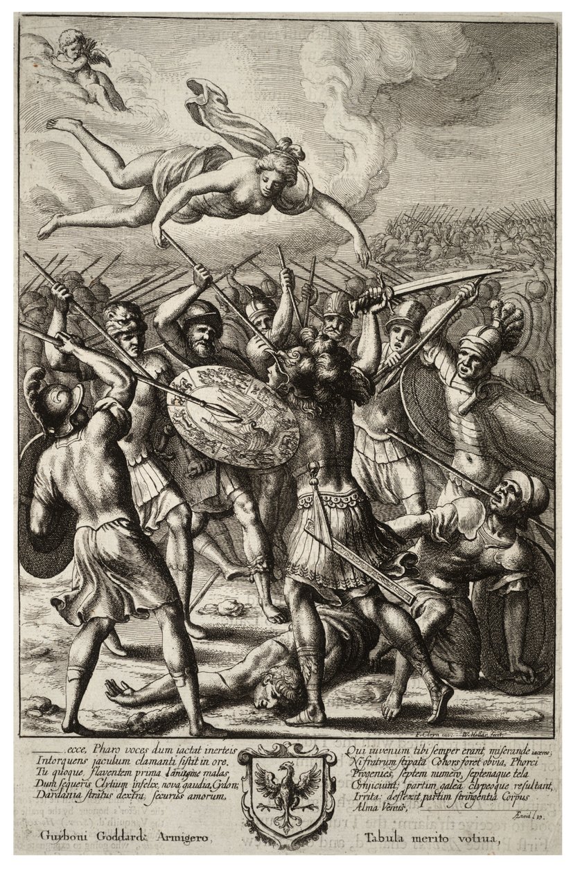 Venus beskytter Aeneas. Tilstand 2 av Wenceslaus Hollar