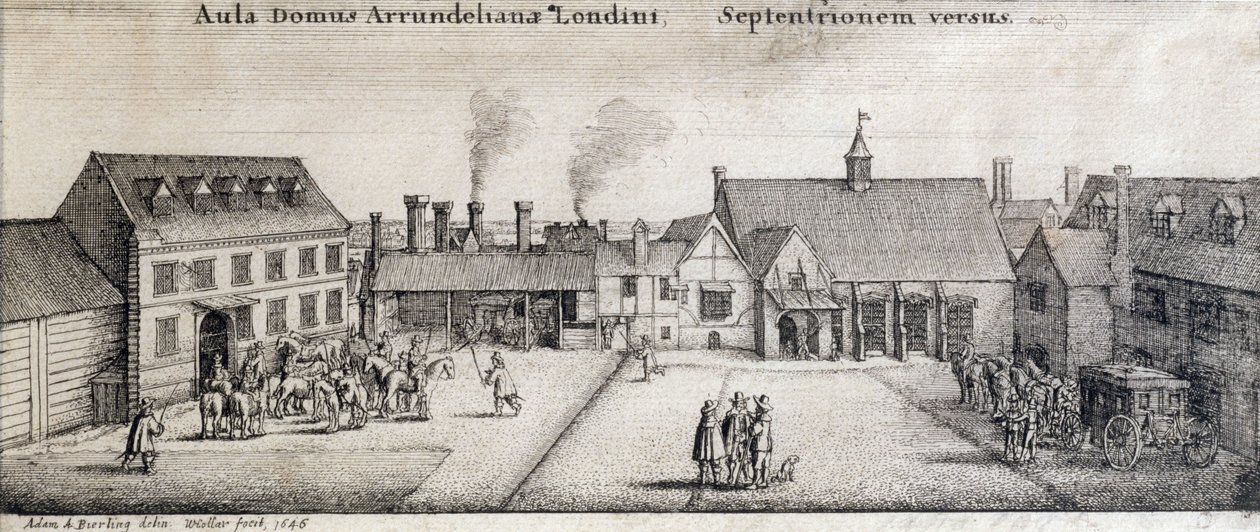 Utsikt over Arundel House, Strand, London, gravert av Adam Bierling, 1646 av Wenceslaus Hollar