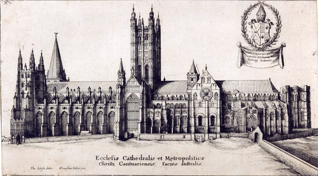 Utsikt over Canterbury Cathedral fra sør, ca. 1638-66 av Wenceslaus Hollar