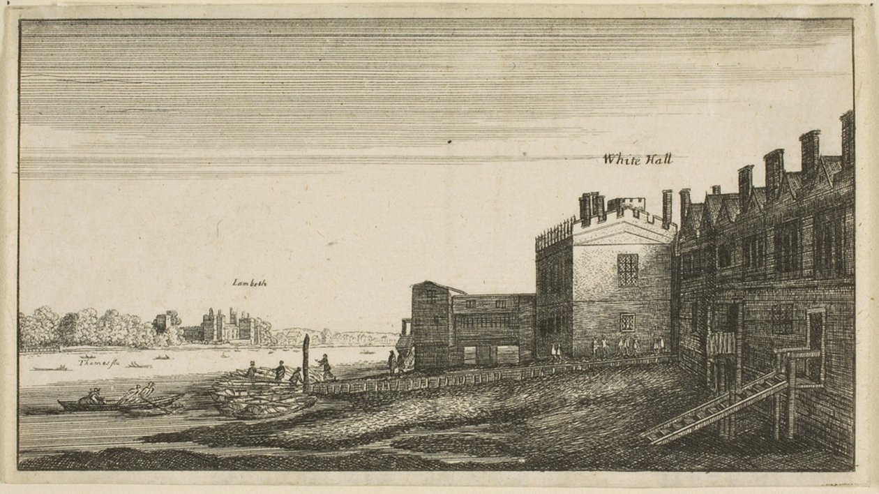 Utsikt over Lambeth Palace fra elven ved Whitehall Stairs av Wenceslaus Hollar