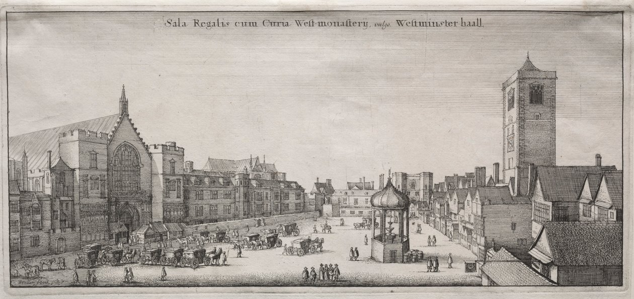 Utsikt over London: New Palace Yard med Westminster Hall og Clock House, 1647. av Wenceslaus Hollar