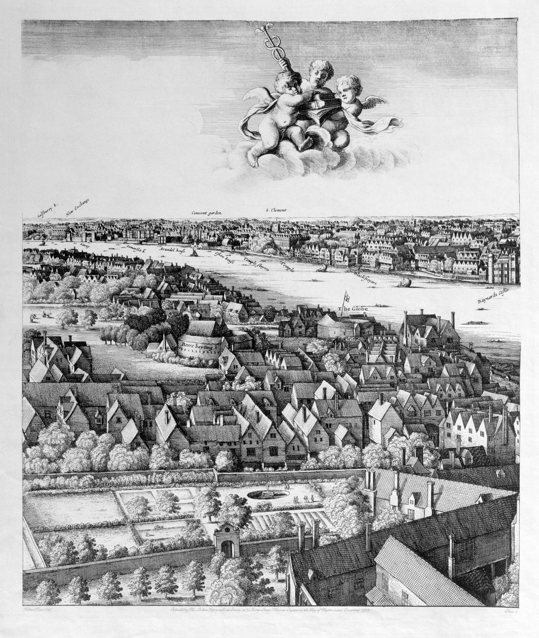 View of London, publisert 1647 (faksimilekopi) (detalj) av Wenceslaus Hollar