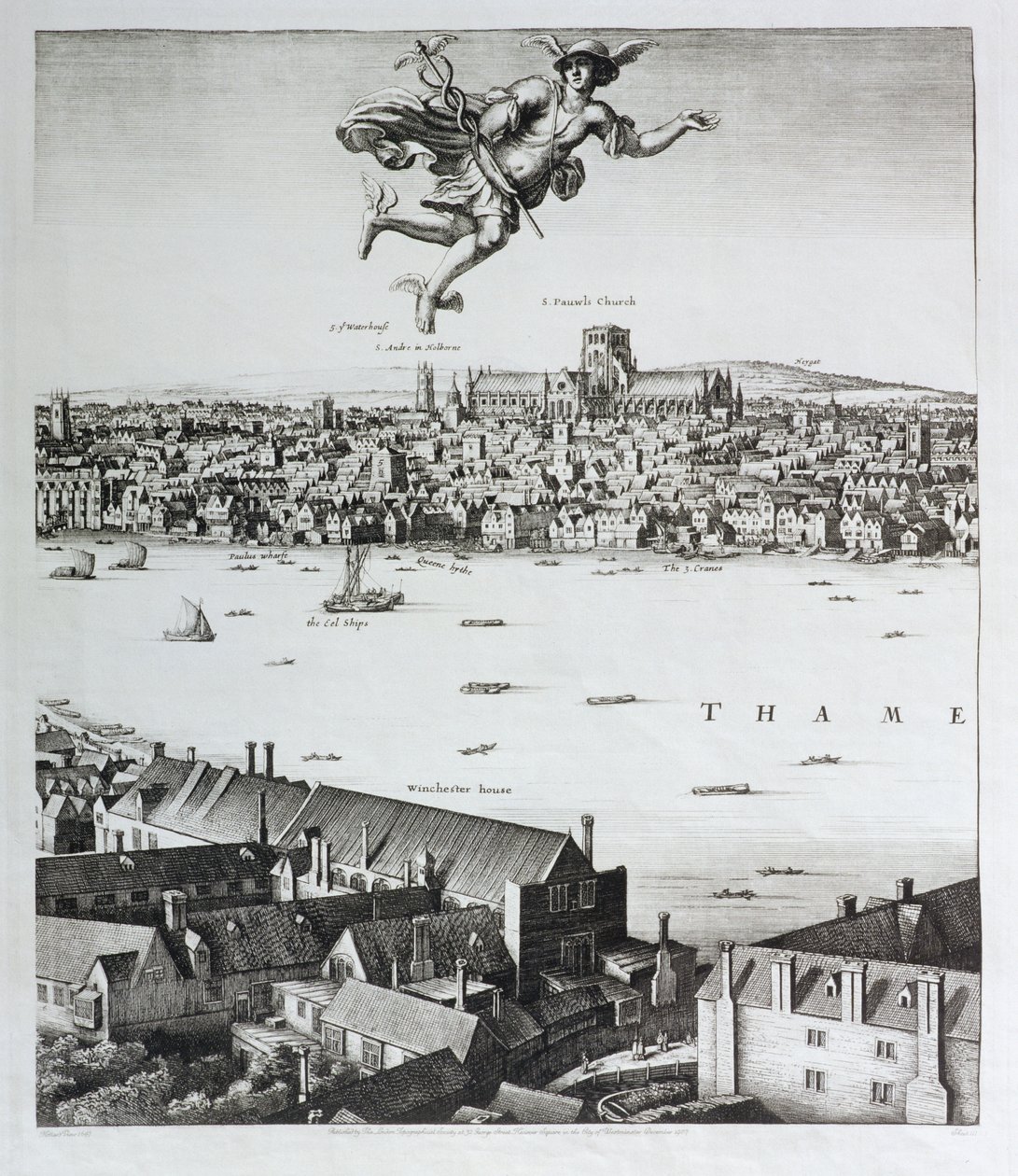 View of London, publisert 1647 (faksimilekopi) (detalj) av Wenceslaus Hollar